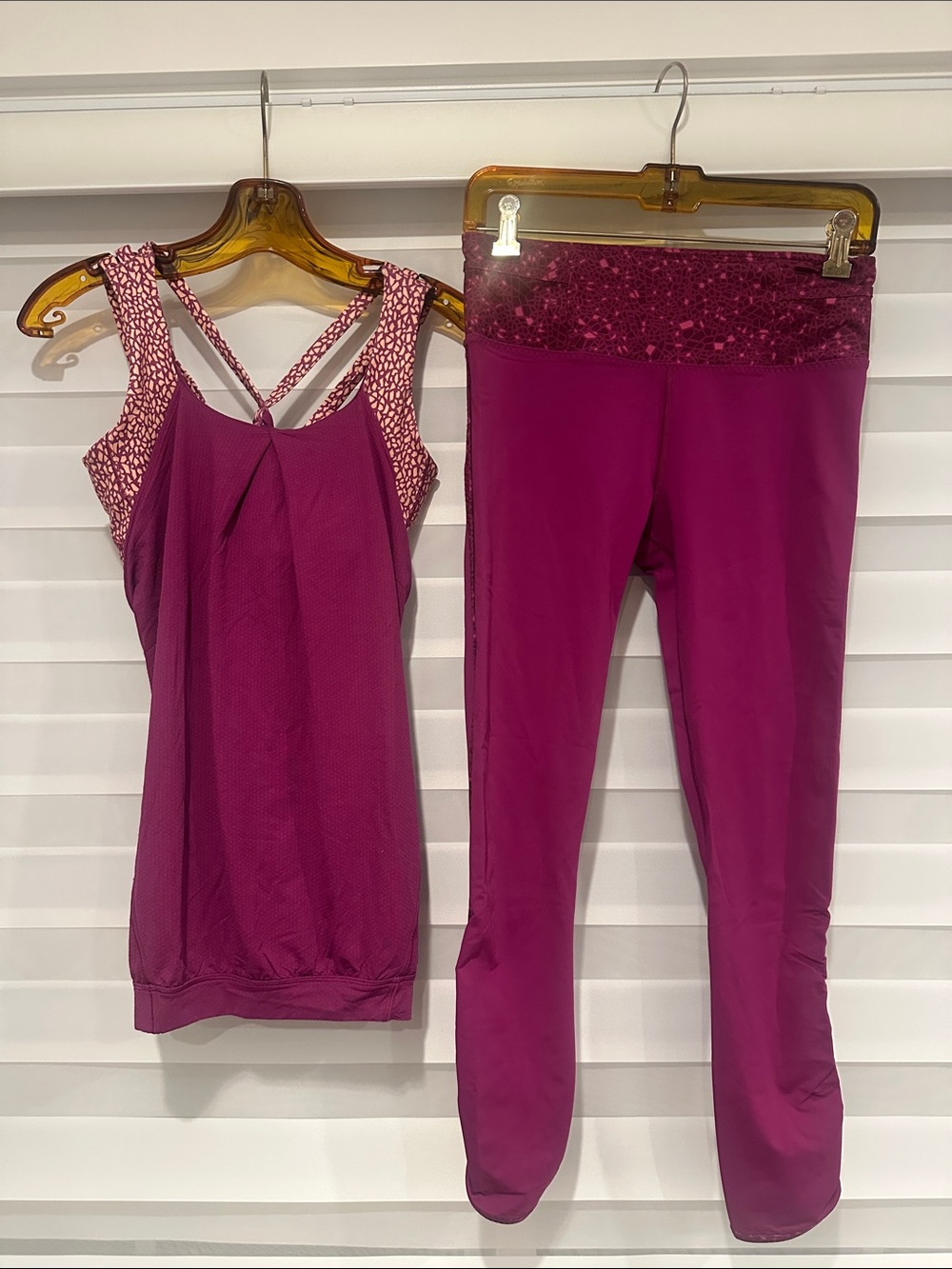 lululemon athletica Raspberry/Magenta Performance Tank and leggings.